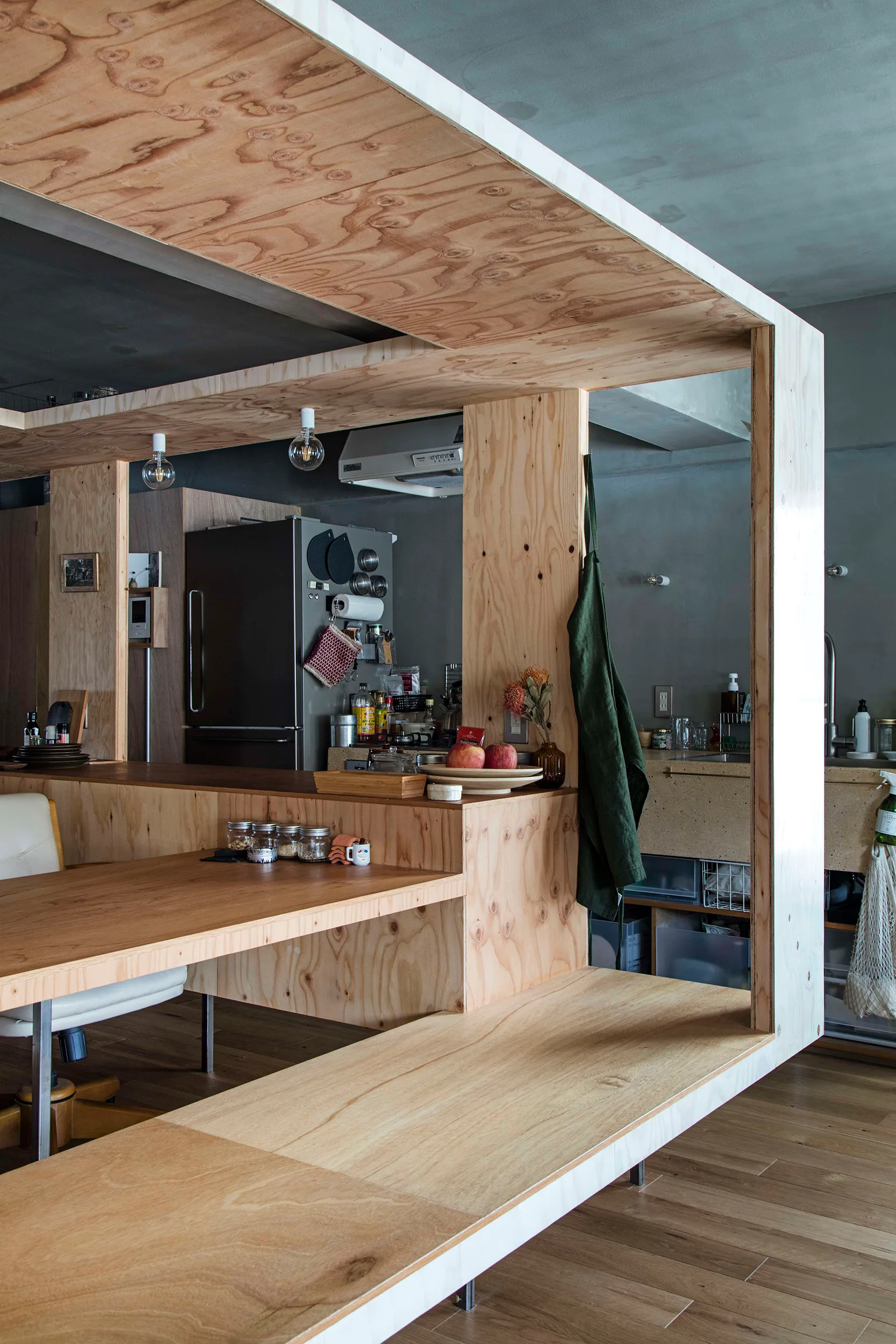 House of Ichijoji, YAP, Interior, Kitchen, Countertop, Beam