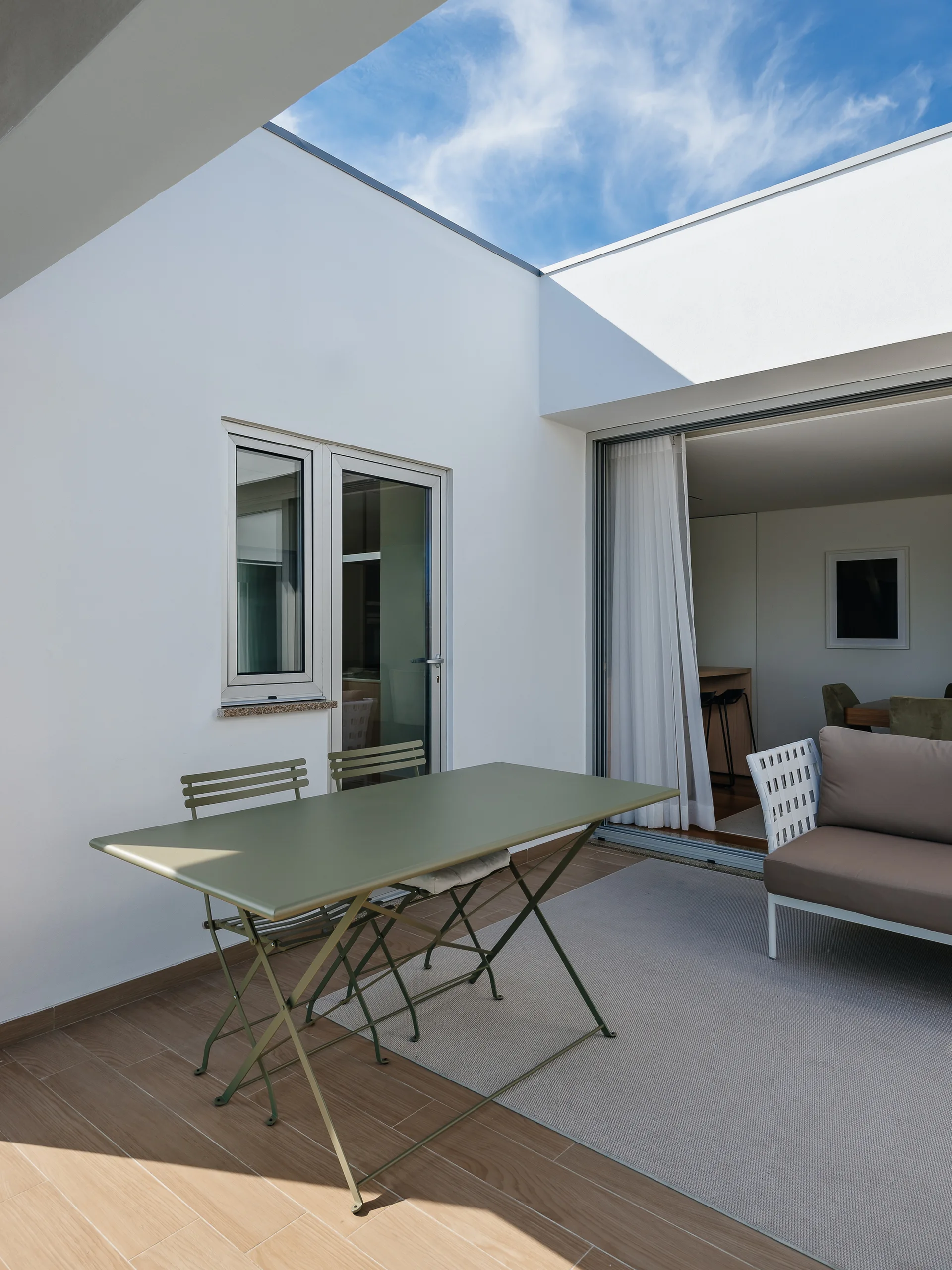 Patio Apartment, RAS·A, Interior, Table, Windows, Facade