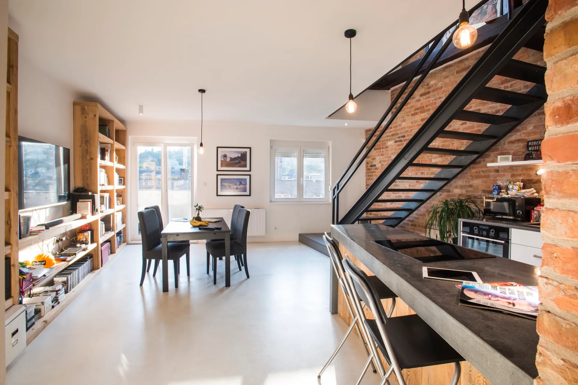 3 Stories, GASPARBONTA, Interior, Dining room, Table, Shelving, Chair, Beam