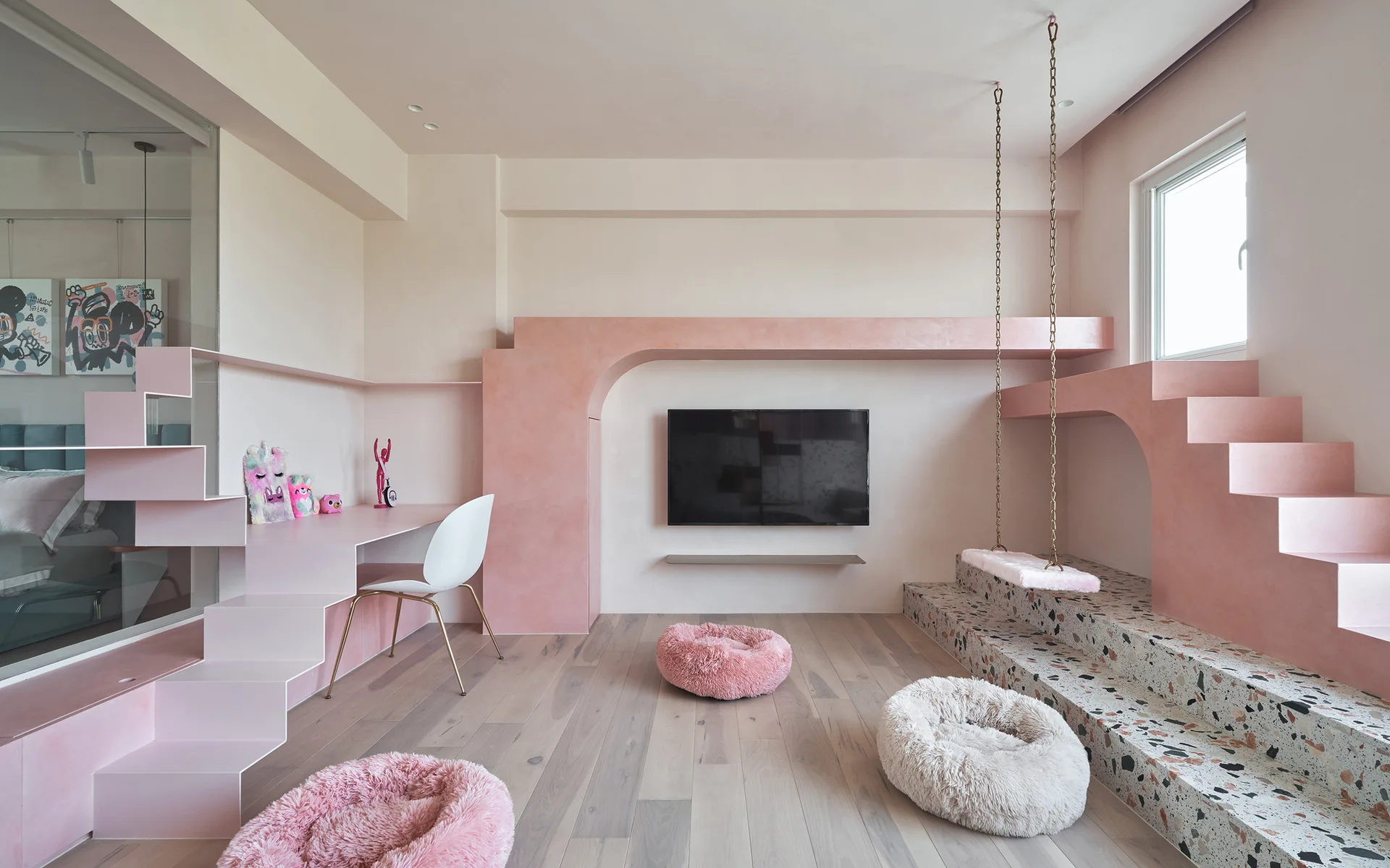 Cats' Pink House, KC Design Studio, Interior, Windows