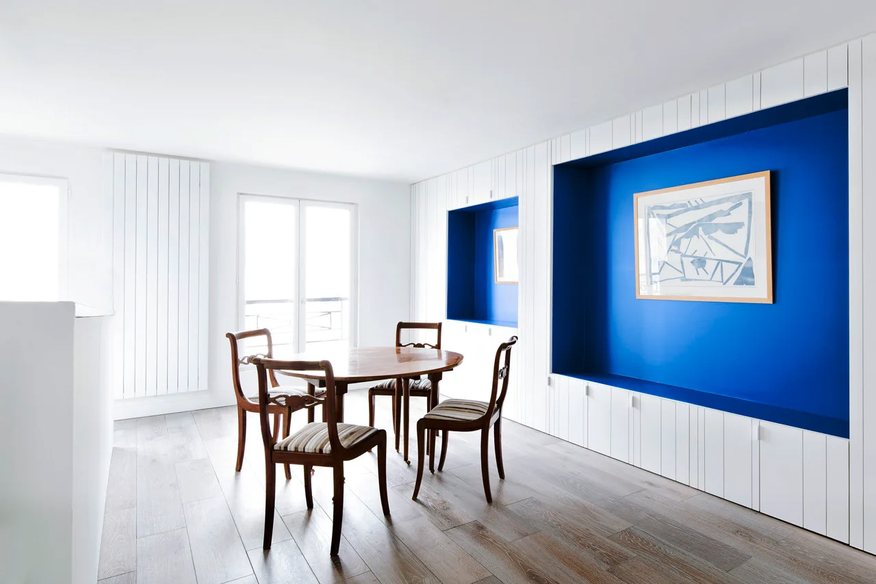 Refurbishment of a Paris Apartment, SWAN Architectes, Windows, Table, Chair