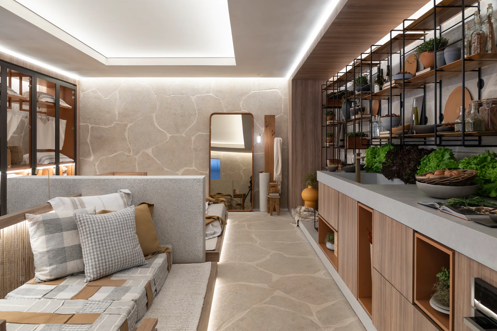 Menir House, Très Arquitetura, Interior, Countertop, Chair