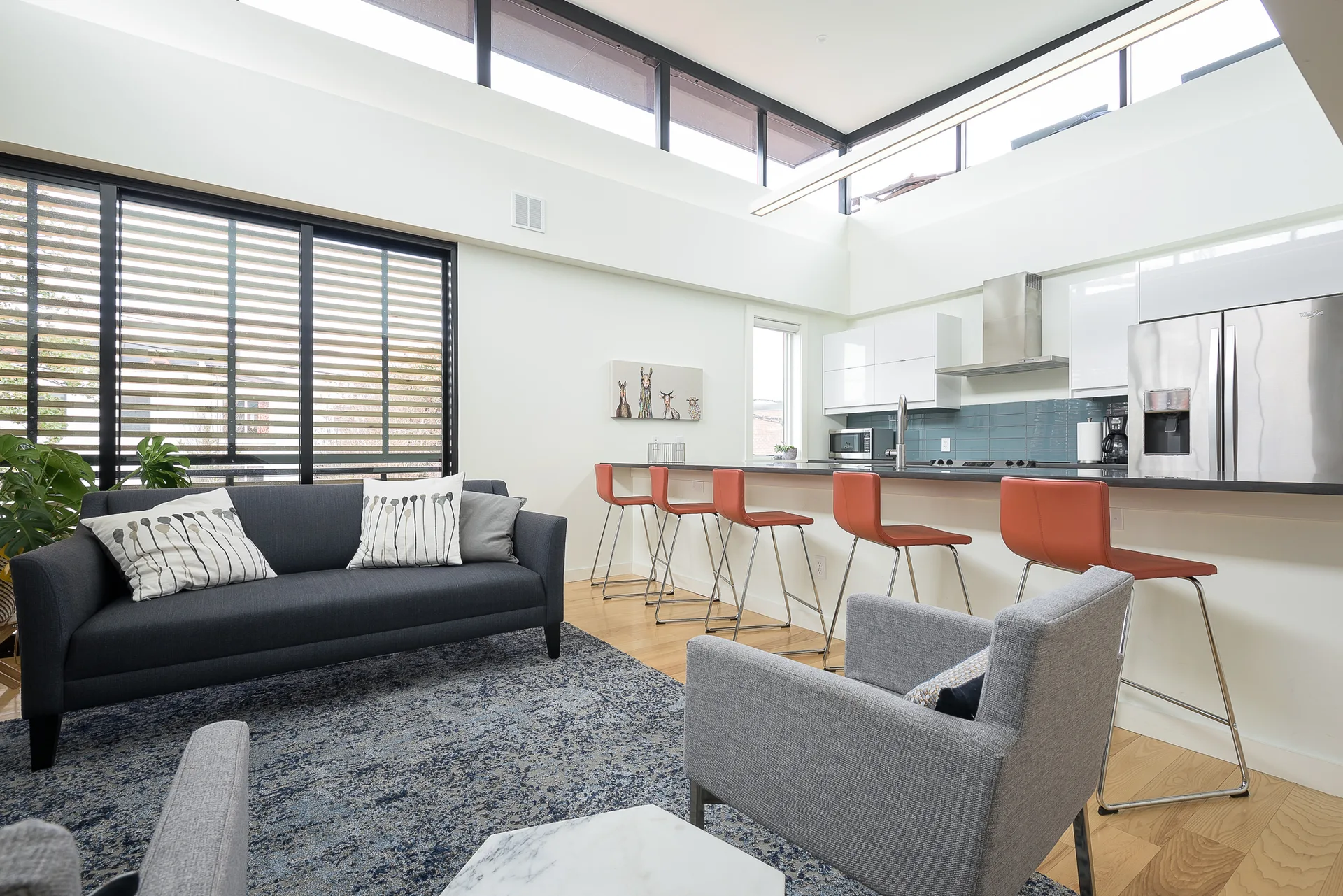 Walker Court, Demian, Wilbur, Architects, Interior, Living Room, Table, Windows, Chair