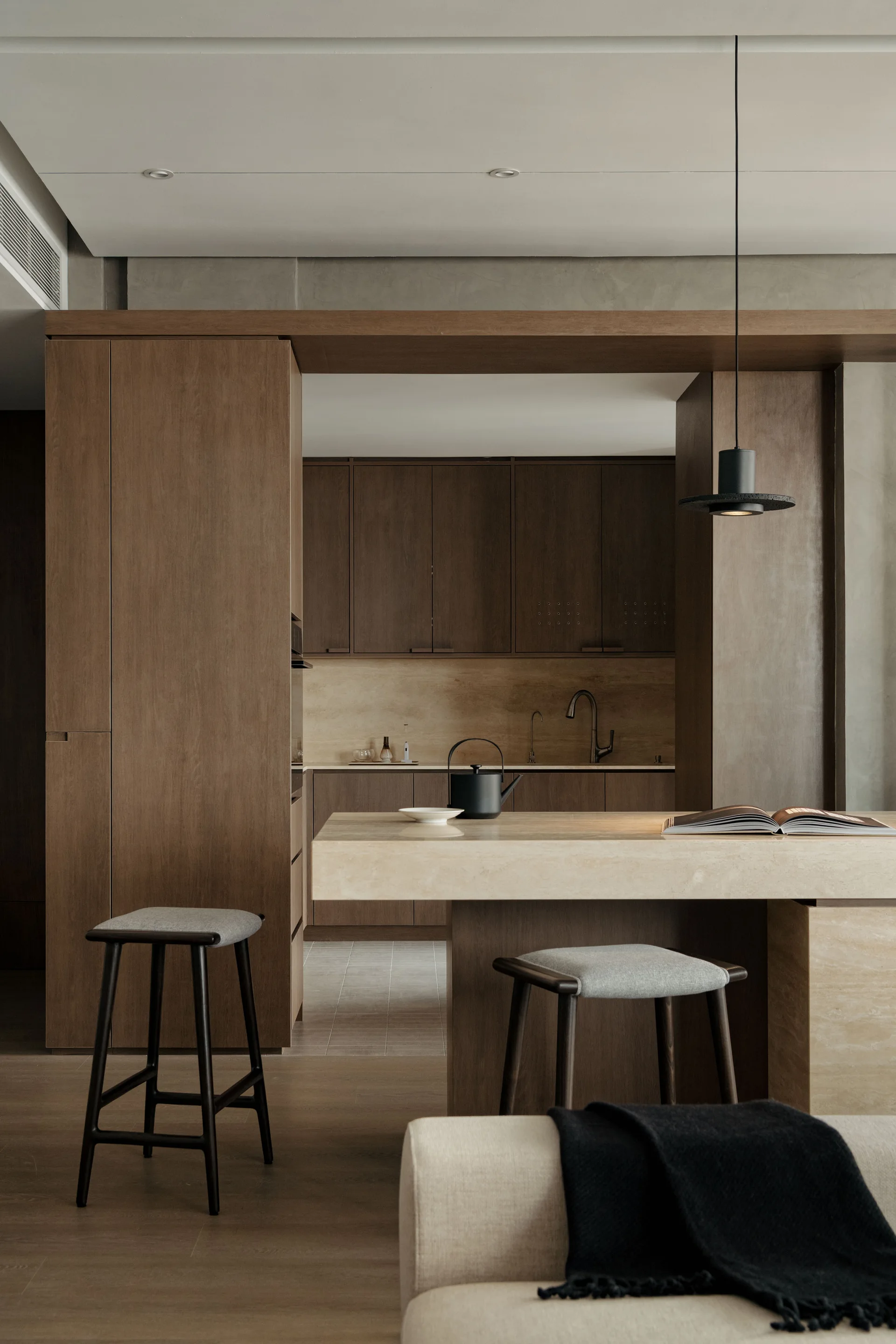 SS2 Apartment, Wuuu Studio, Interior, Kitchen, Wood, Table, Countertop, Chair