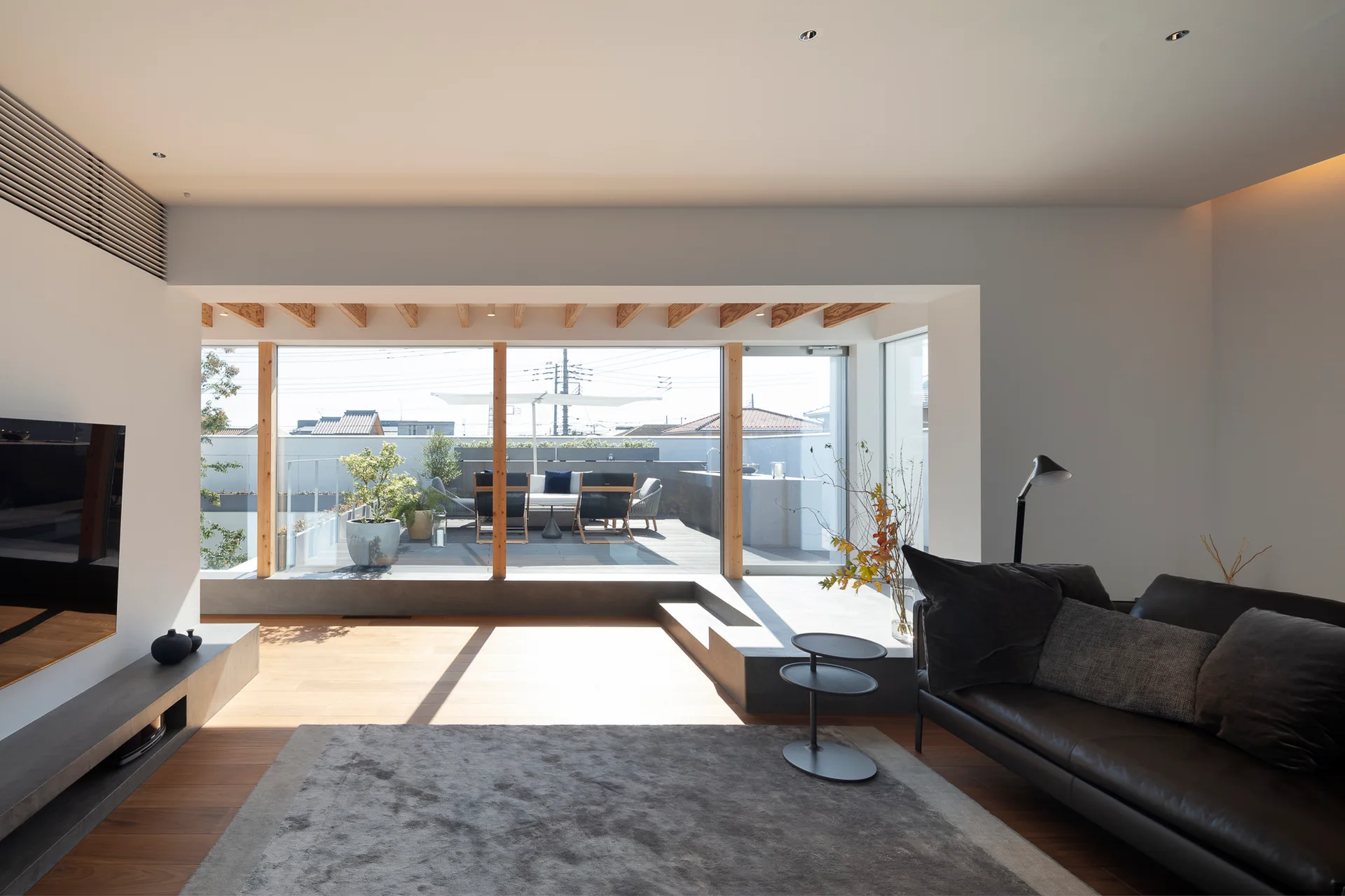 Roadside House, K+S Architects, Interior, Living Room, Wood