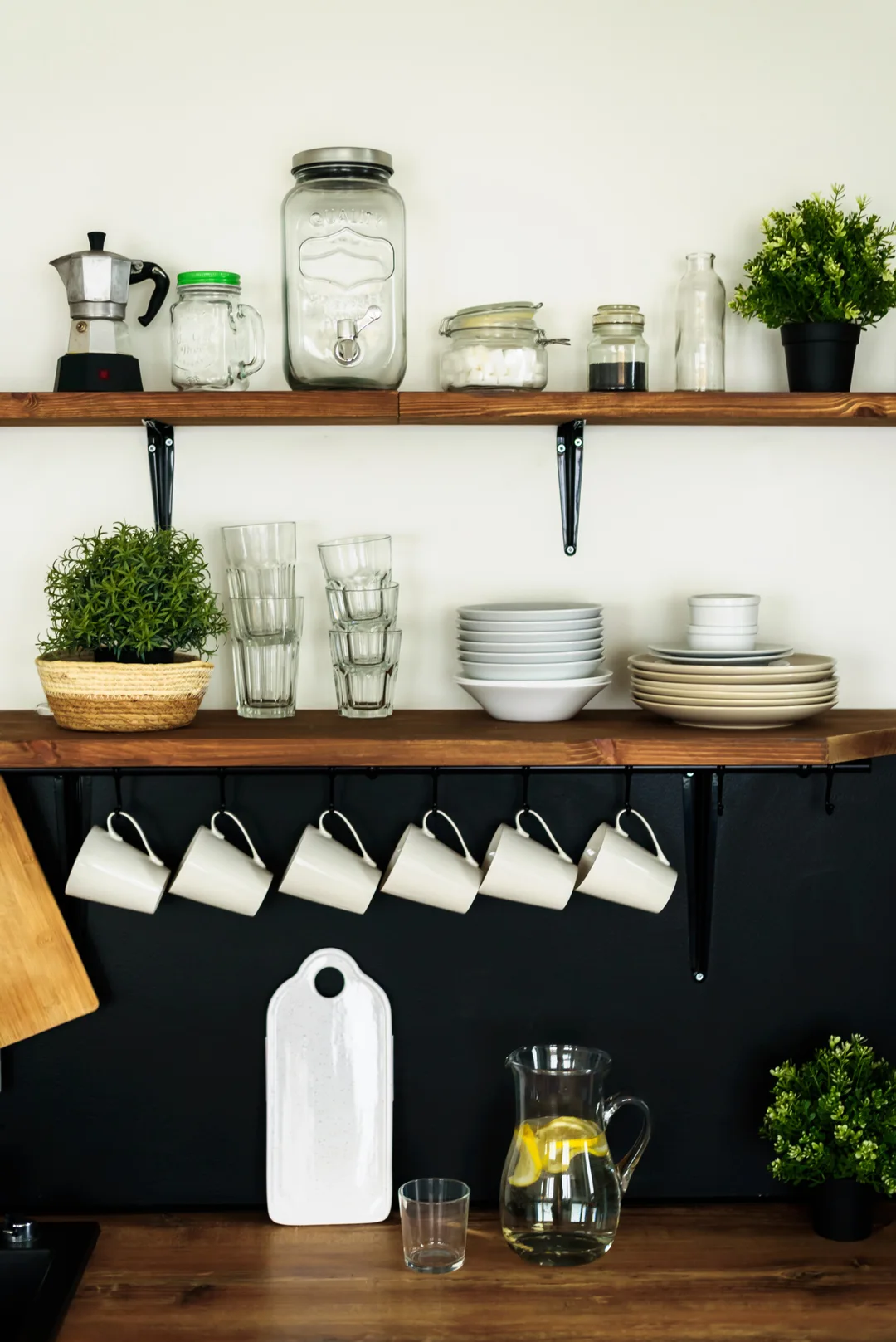 kitchen wall decor open shelving