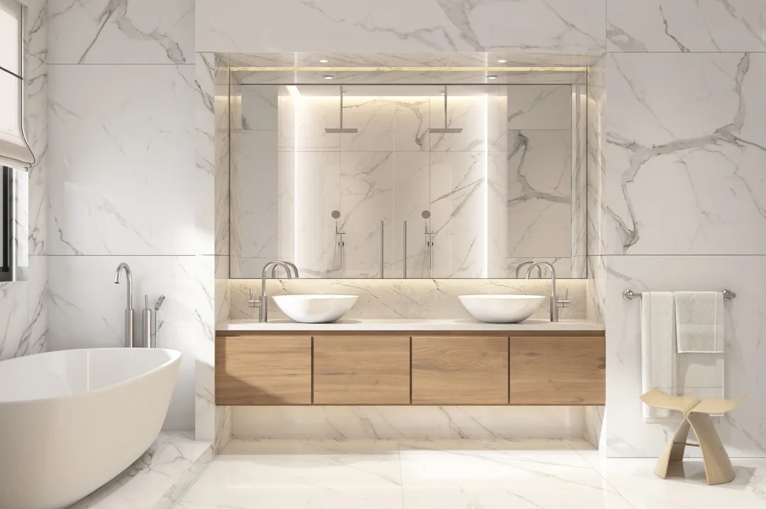 modern bathroom floating cabinets