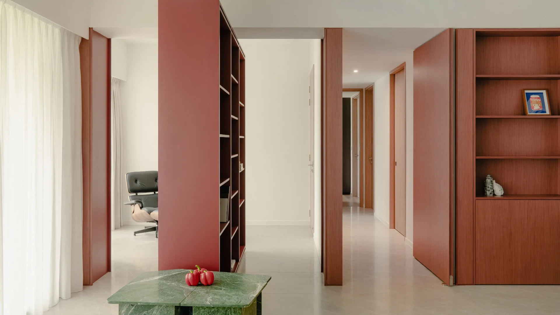 Ki Residence, Studio Sanshou, Interior, Shelving, Wood, Door, Chair