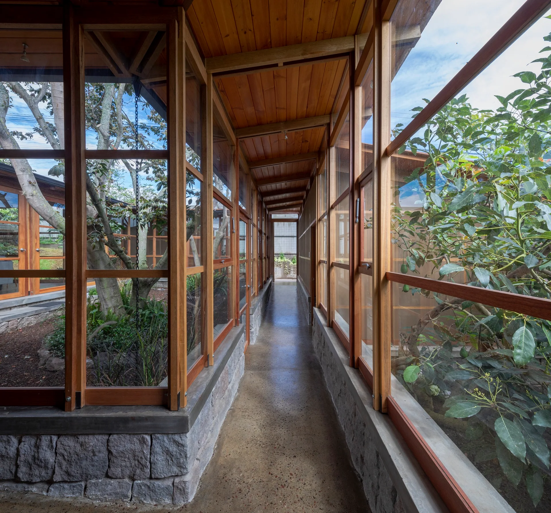 House Among Trees, El Sindicato Arquitectura, Interior, Wood, Glass, Beam