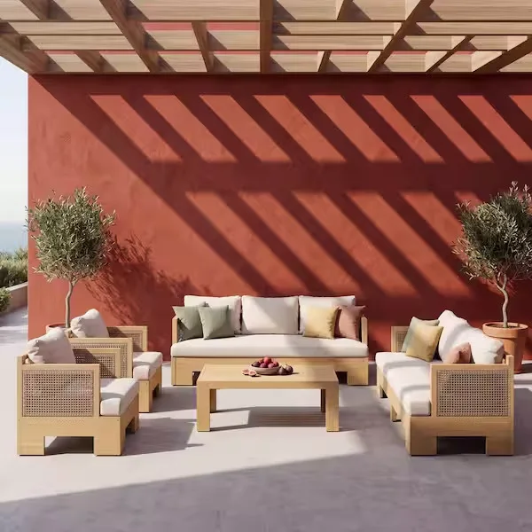 Malvior Teak and Wicker Outdoor Sofa