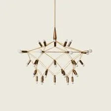 Orbit Brushed Brass Geometric Chandelier