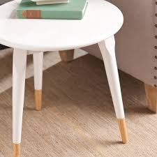 Aldor Round White Wood Side Table