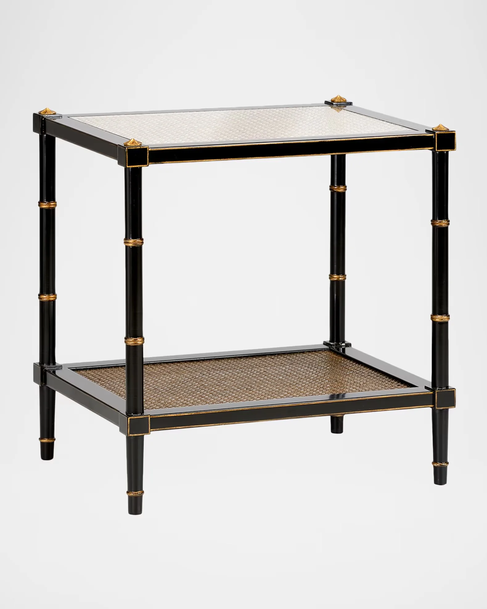 Black Lacquered Cane Side Table