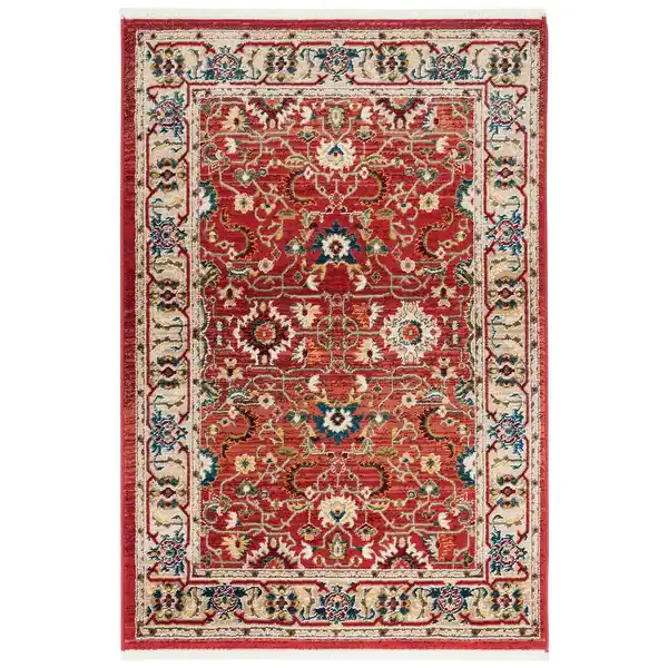 Red Floral Traditional Area Rug