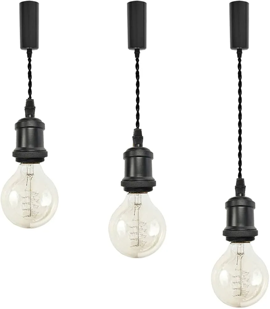 Matte Black Bare Bulb Pendant Light
