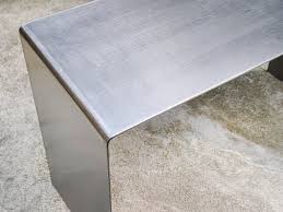 Brushed Stainless Steel Coffee Table: Minimalist Industrial Design