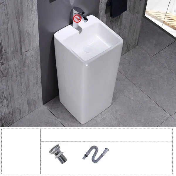 Modern Square Ceramic Pedestal Sink