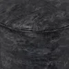 Connor Distressed Black Leather Round Pouf Ottoman