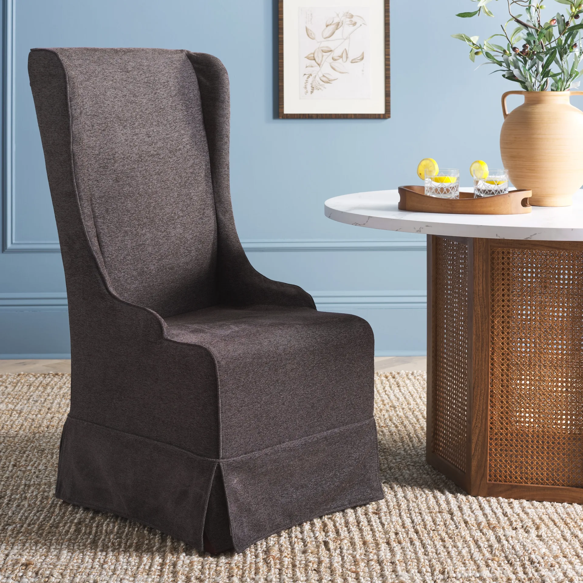 Becall Slipcovered Wingback Dining Chair