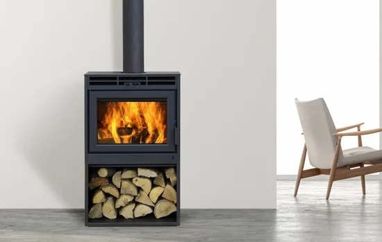 Matte Black Modern Fireplace Stove