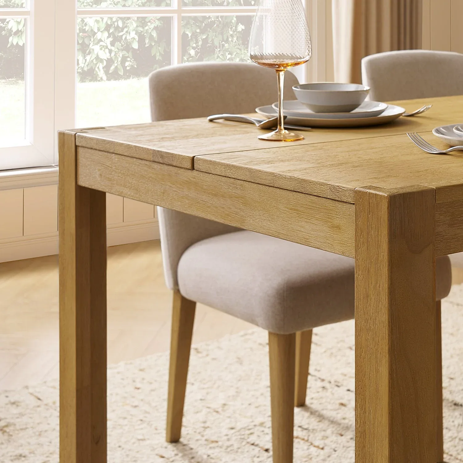 Rectangular Brushed Wood Dining Table