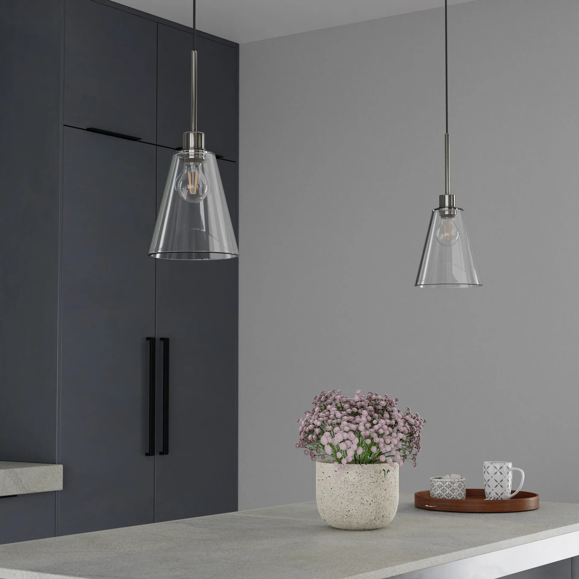 Style Selections Conical Glass Pendant Light