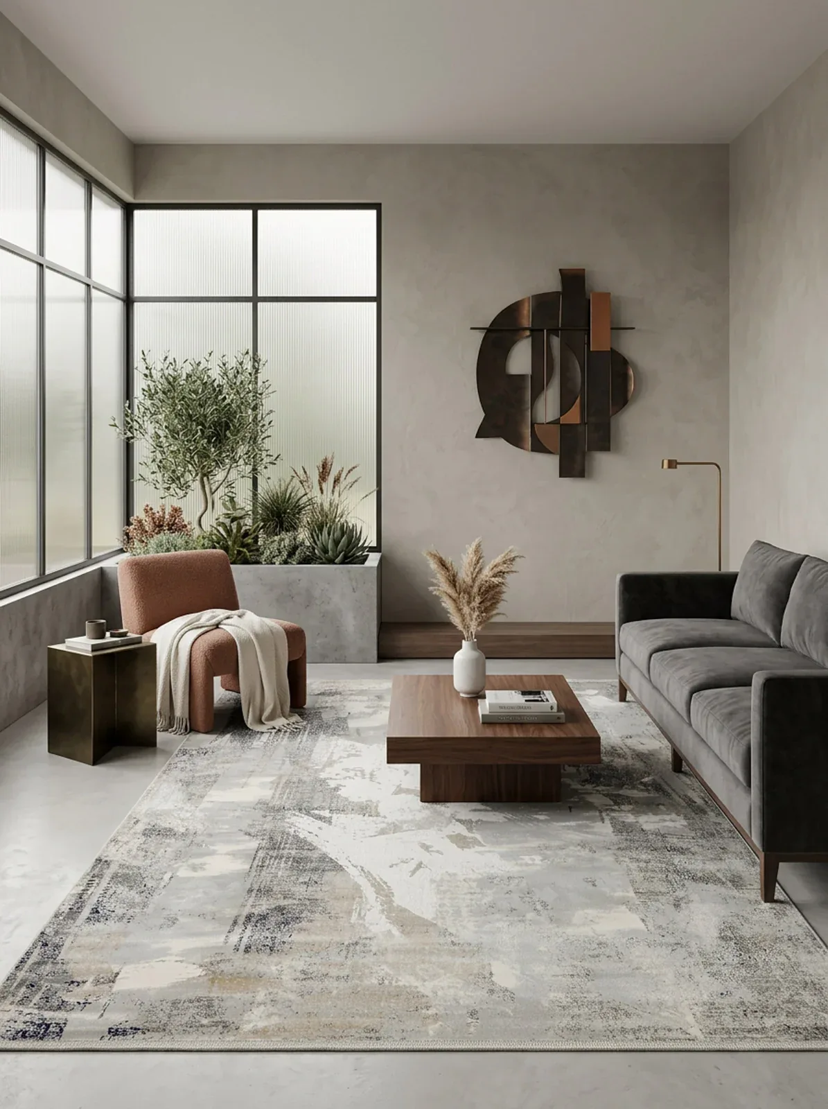 Midnight Plaza Abstract Gray Rectangular Area Rug