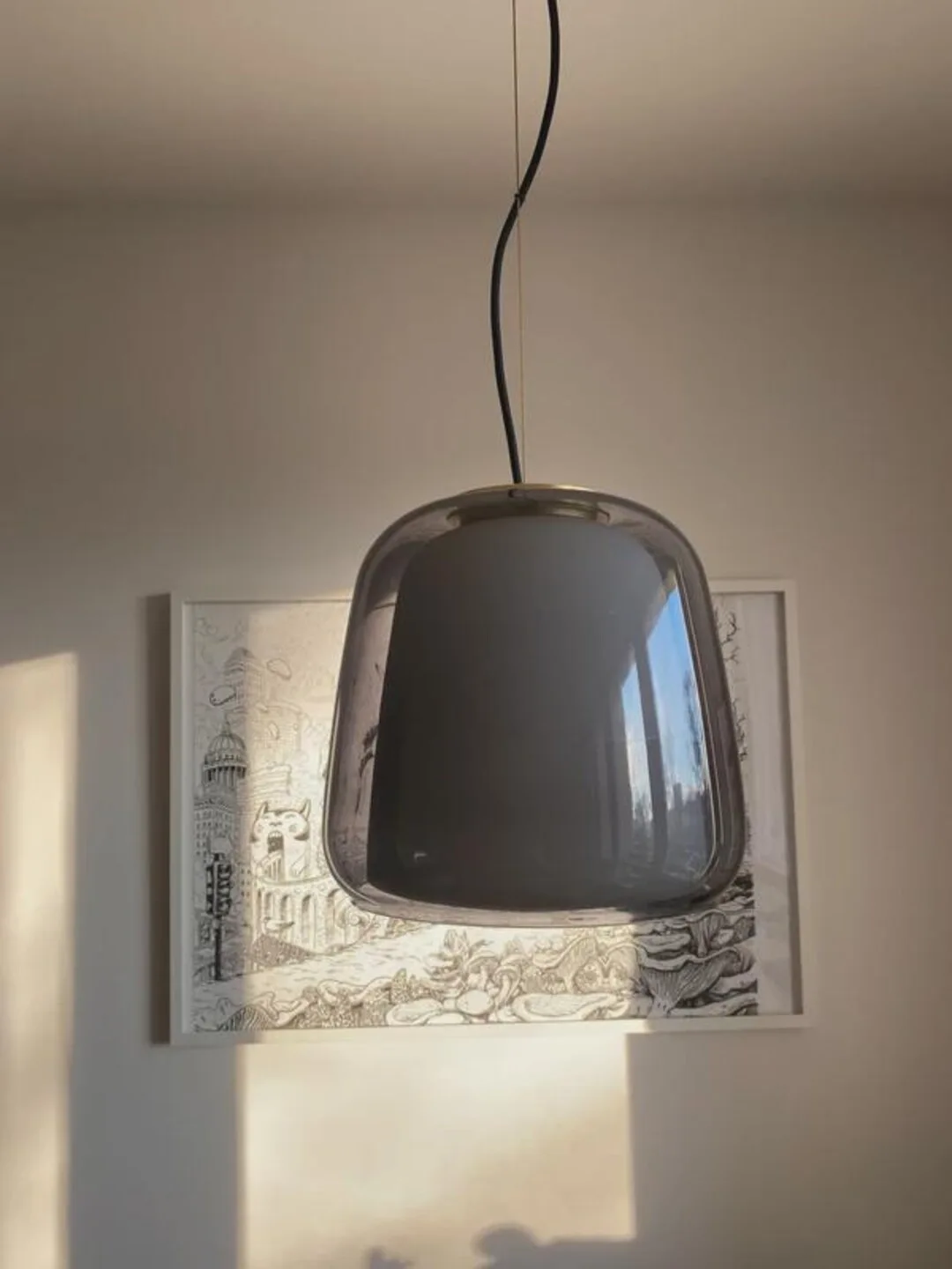 Evedal Modern Gray Glass Pendant Light