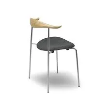 Curved Wood and Steel Dining Chair
