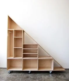 Natural Wood Slanted Bookcase