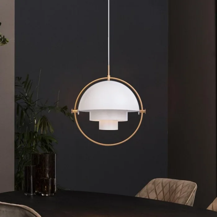Multiva White and Brass Metal Pendant Light