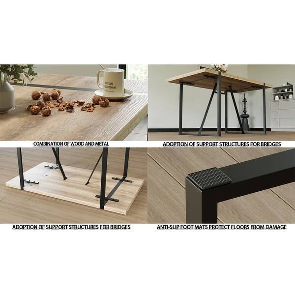Rectangular Wood and Metal Dining Table