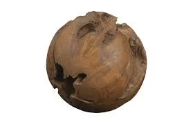 Teak Wood Sphere Sculpture