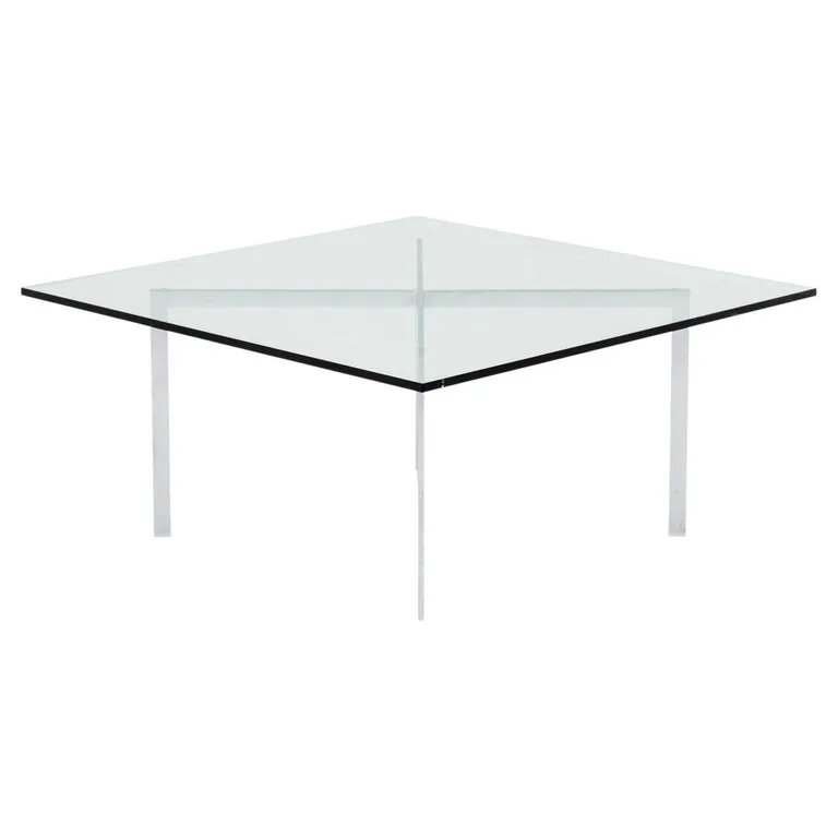 Barcelona Square Glass and Chrome Coffee Table