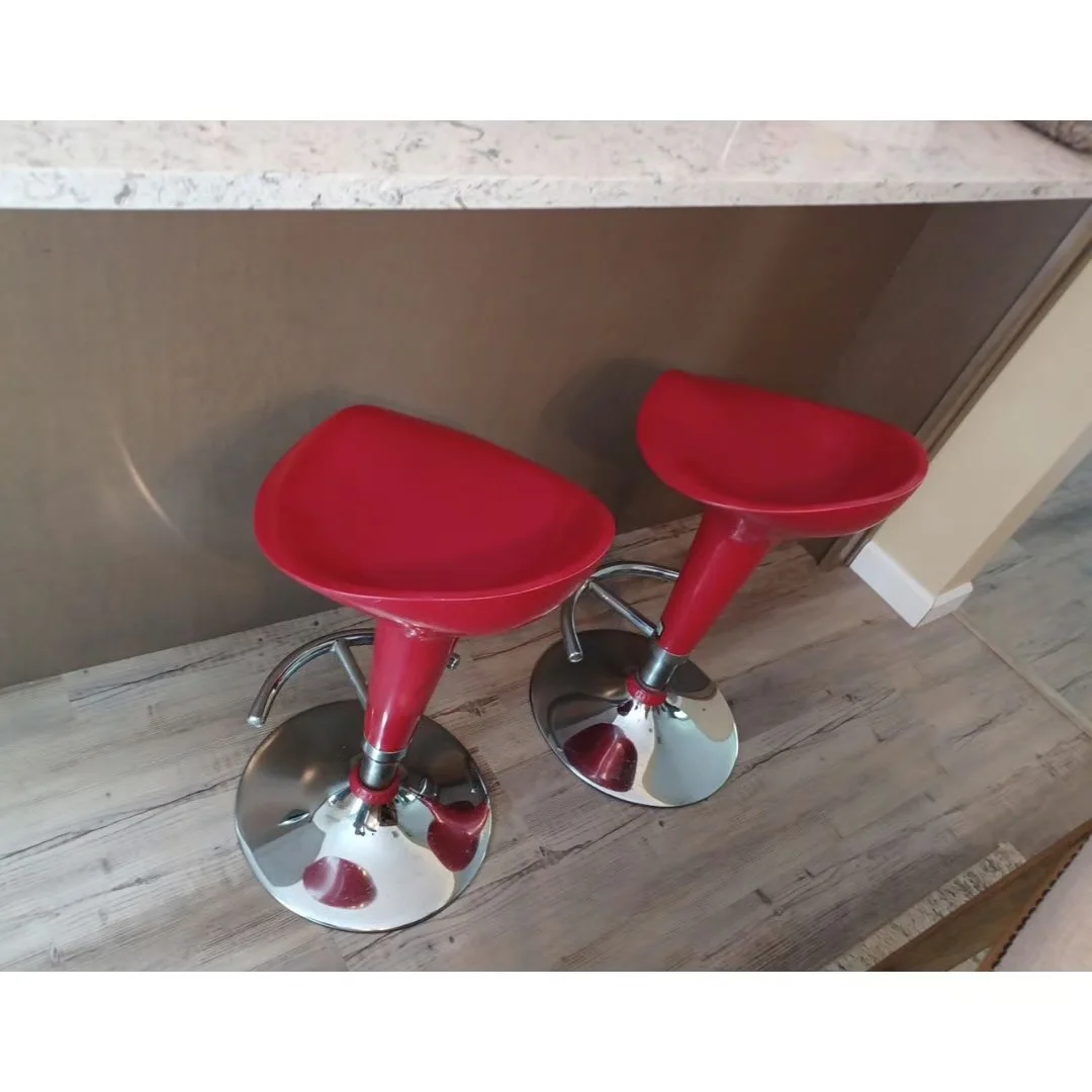 Red Modern Stool with Chrome Base