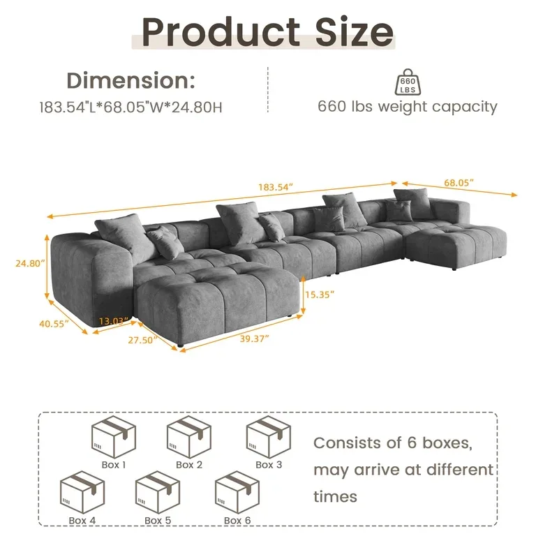 Modern Gray Modular Sofa