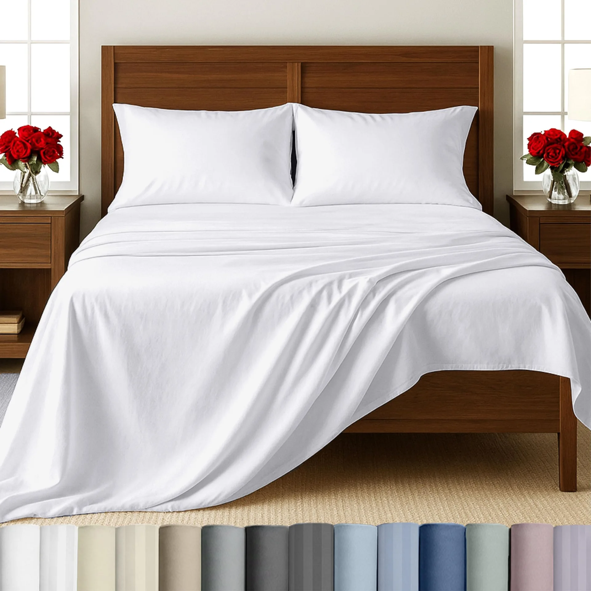 Solid White Cotton Bedding Set
