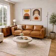 Freiro Mid-Century Modern Leather Sofa