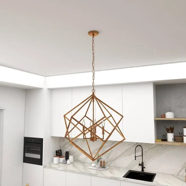 Gold Metal Geometric Pendant Light