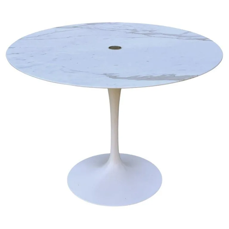 Knoll Tulip Round Marble Pedestal Dining Table