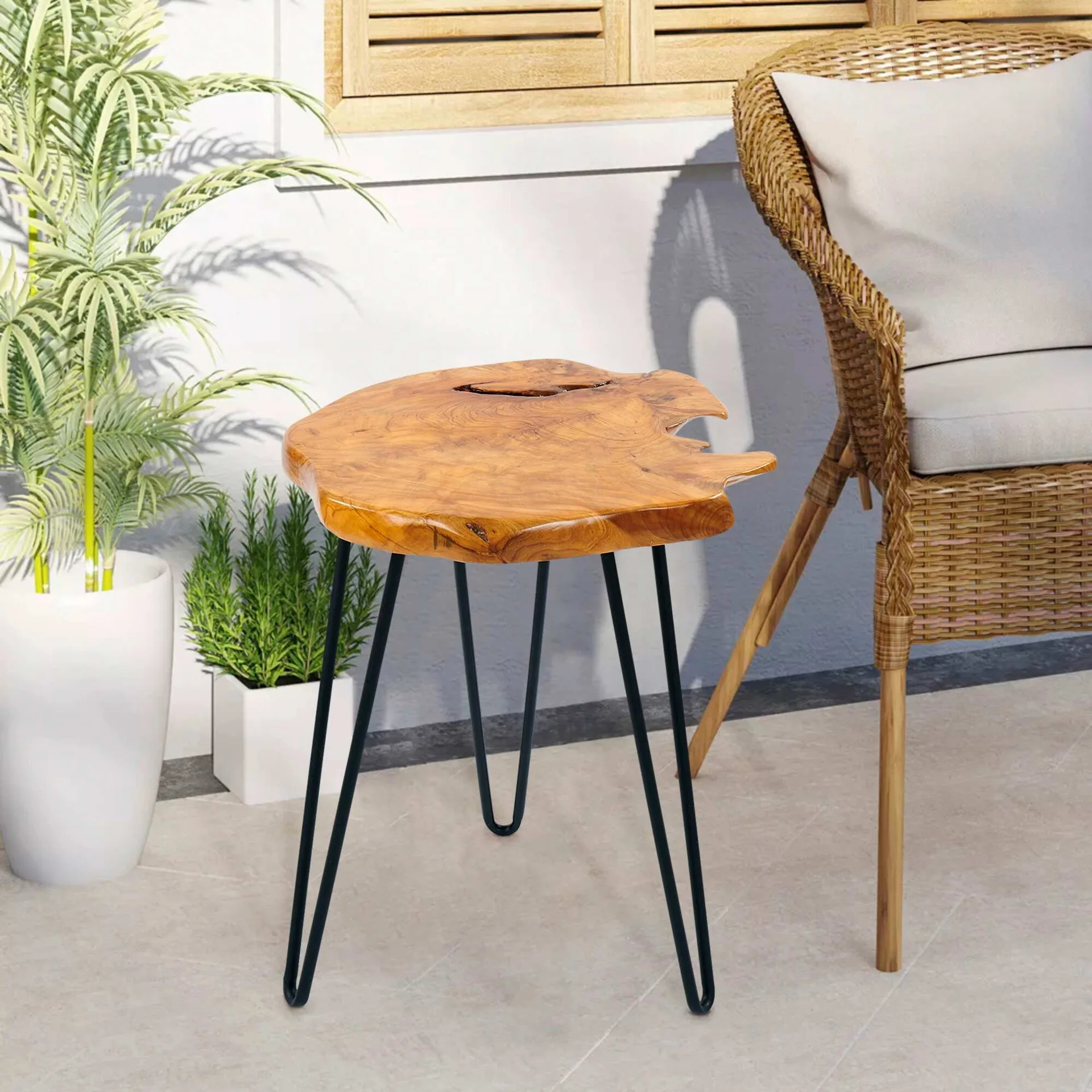 Natural Wood Live Edge Side Table