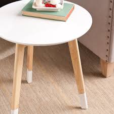 Noss Round White Wood Side Table