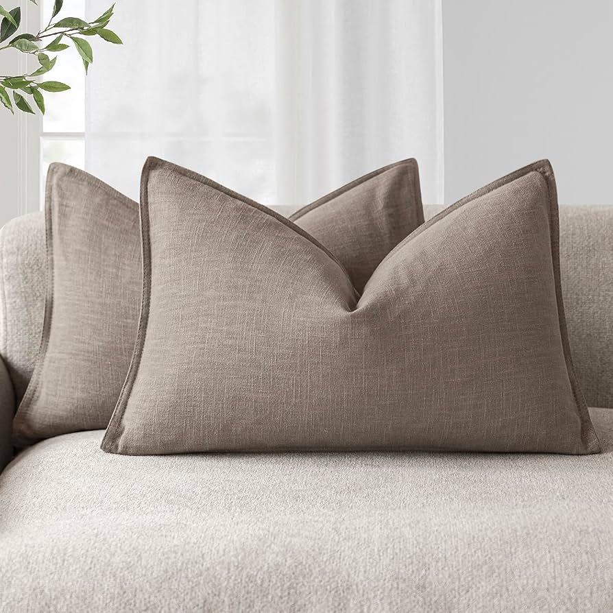 Solid Linen Rectangular Throw Pillow