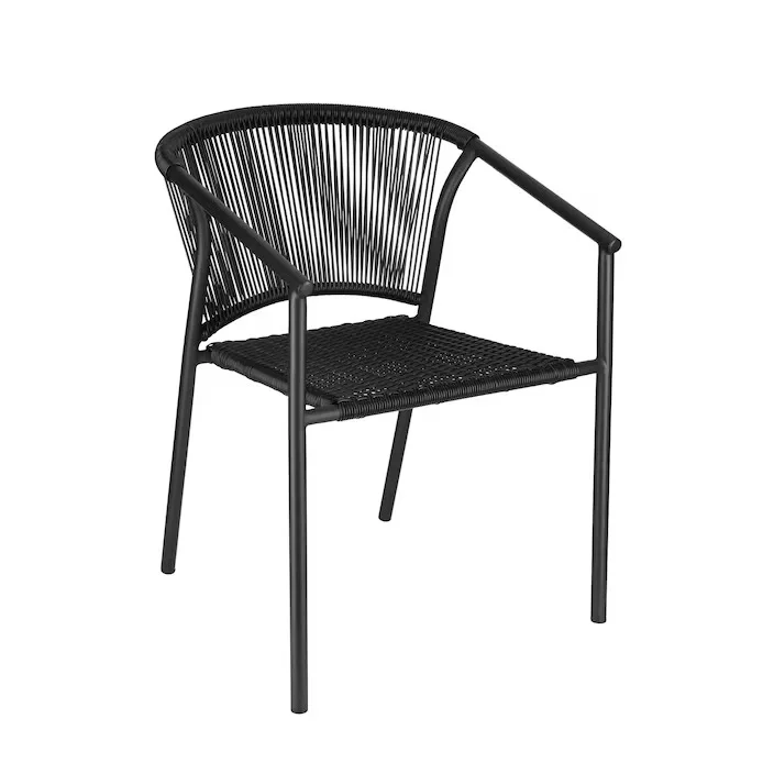 Pelham Bay Black Woven Outdoor Armchair
