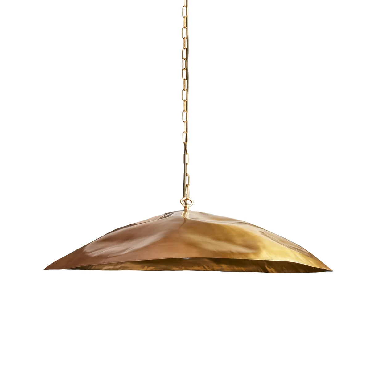 Crumple Brushed Brass Organic Pendant Light