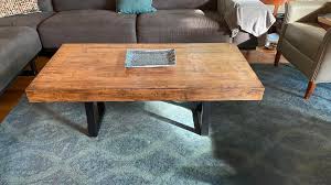 Rectangular Wood and Metal Coffee Table