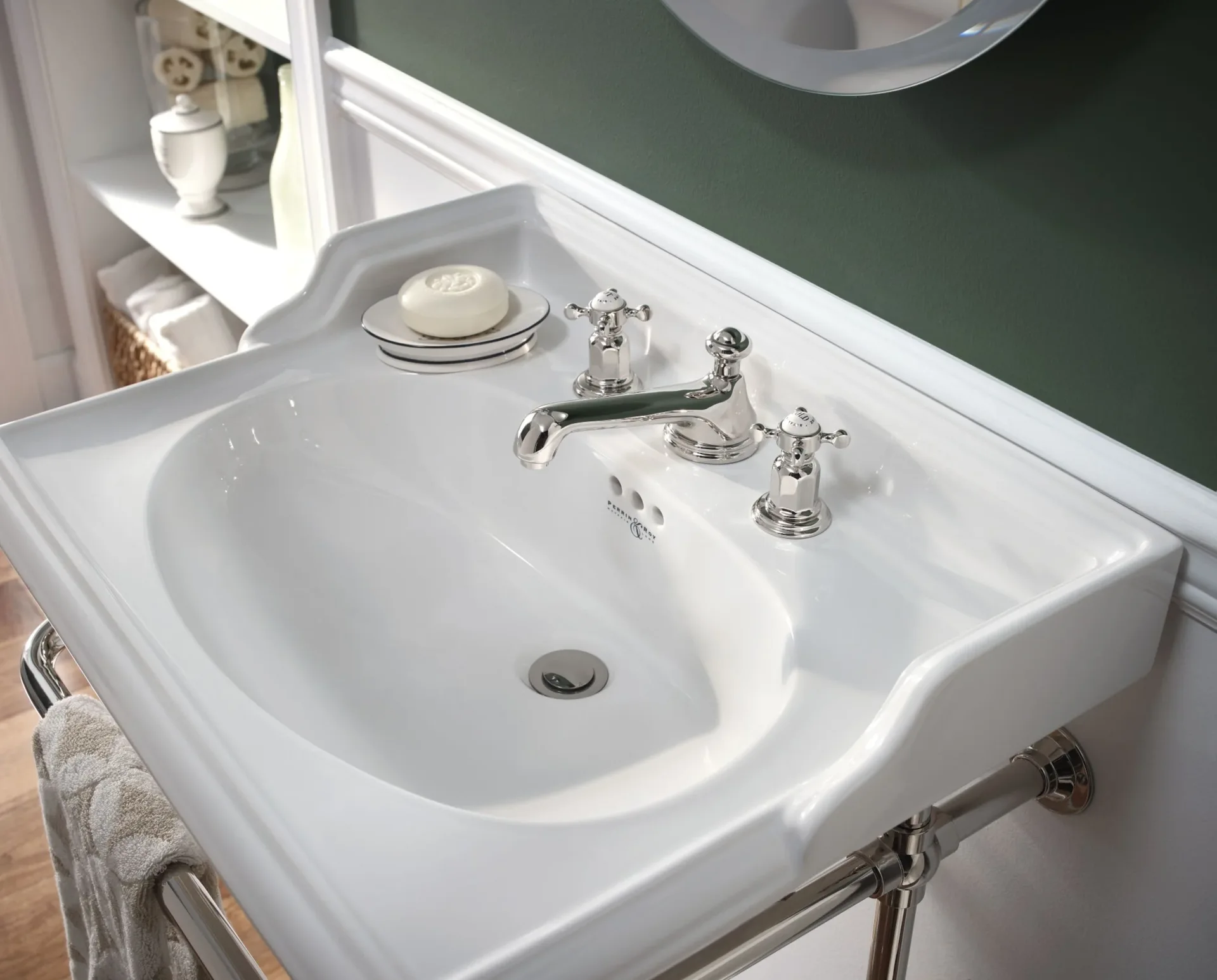 Perrin and Rowe Victorian Traditional Rectangular Console Sink