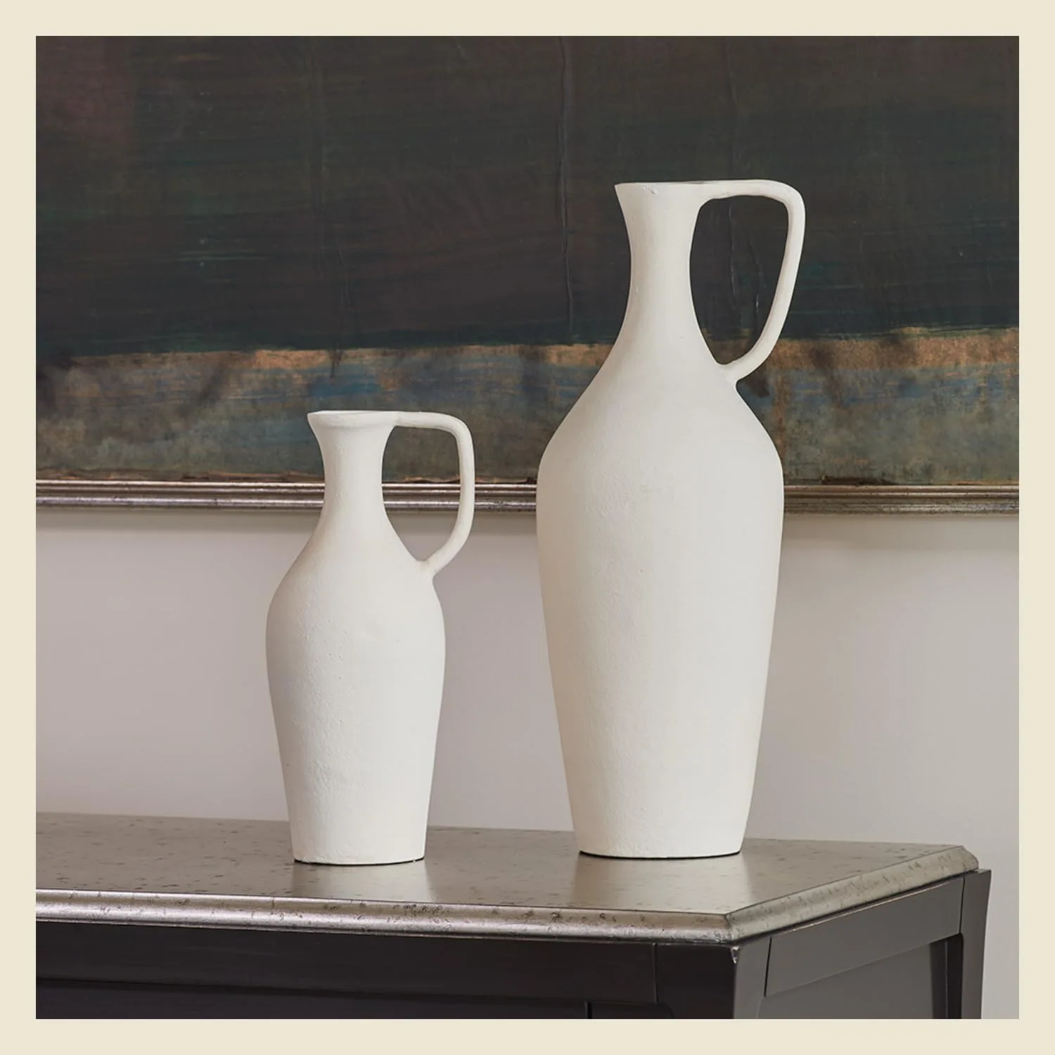 CG Hunter Matte White Ceramic Pitcher Vase