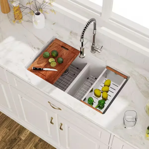 Logmey White Undermount Workstation Kitchen Sink
