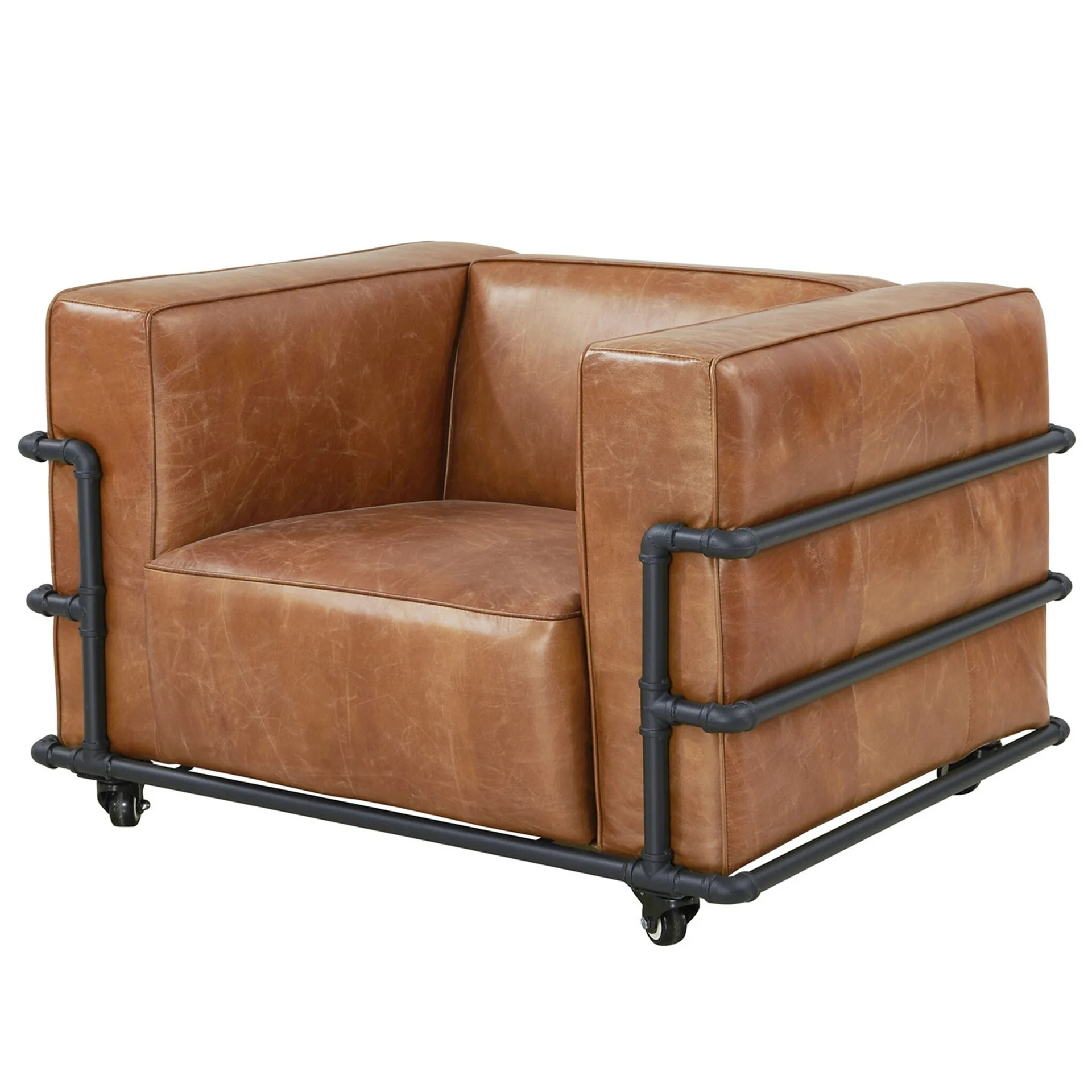 Henry Industrial Leather Armchair
